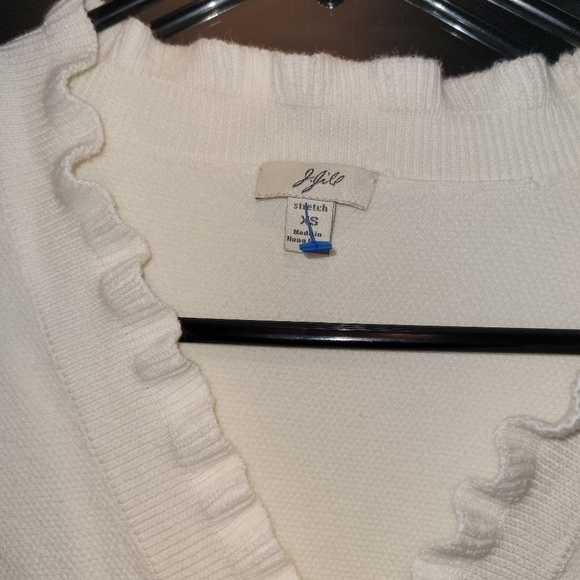 J. Jill Womens Cotton Button Up Ruffle Cardigan Sweater Size XS - Picture 4 of 7